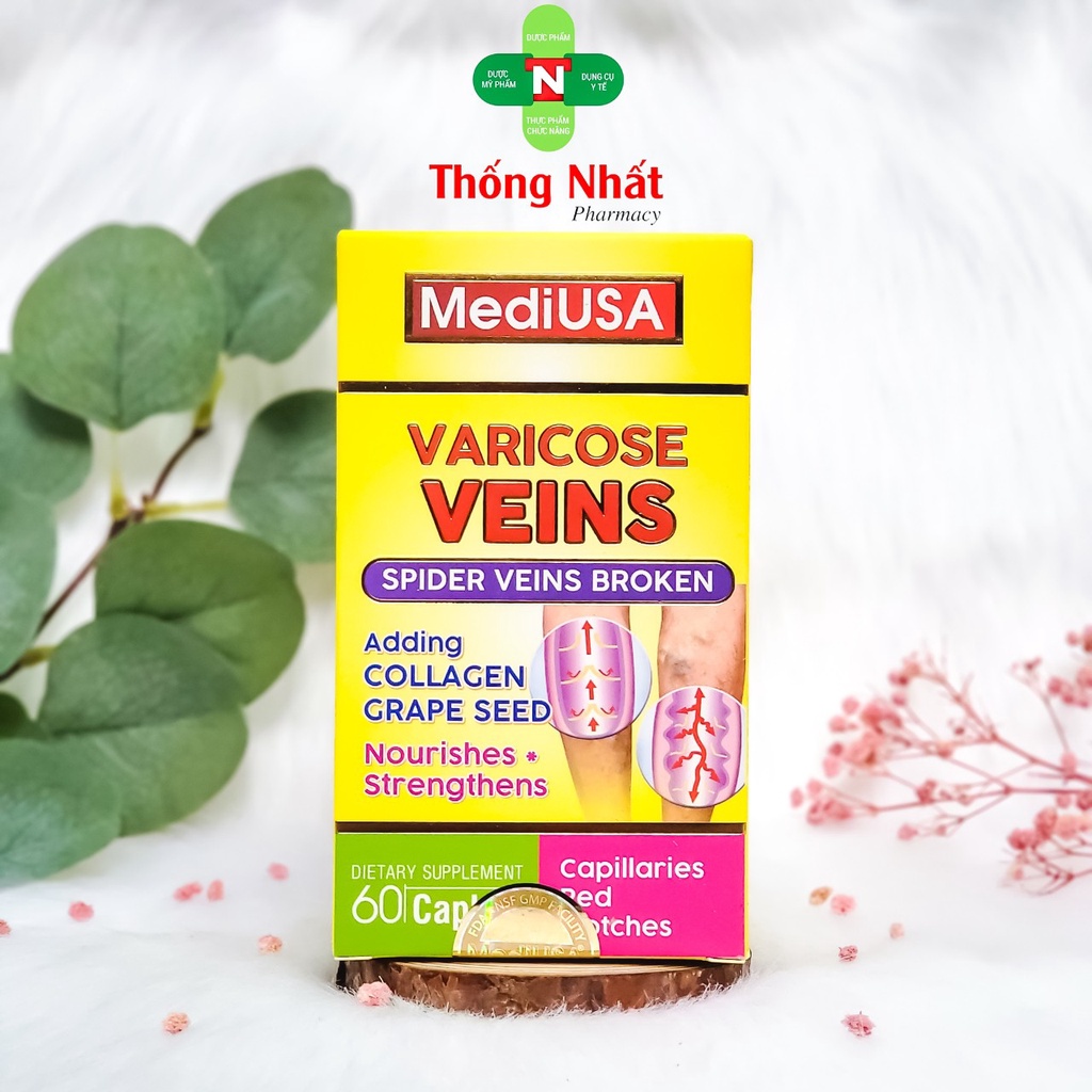 Viên uống giản tĩnh mạch MediUSA Varicose Veins hộp 60 viên