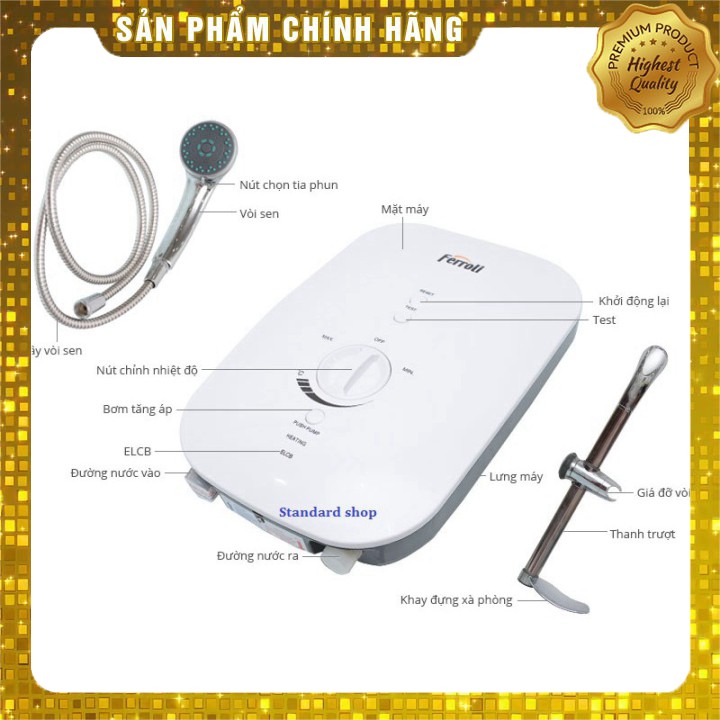 [CHÍNH HÃNG] Máy nước nóng trực tiếp Ferroli Divo SSP 4.5S 4500W (Trắng) Chất Lượng Cao