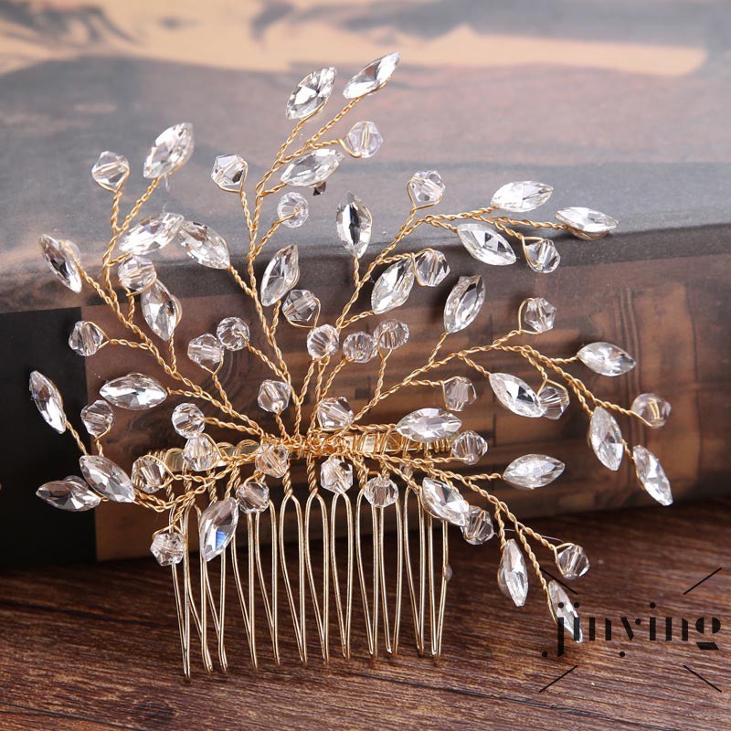 GETNOIVAS ❤S Wind Golden/Silver Vintage Hair Comb with Beaded ,Bridal Hair Pins, Wedding Hair Accessories