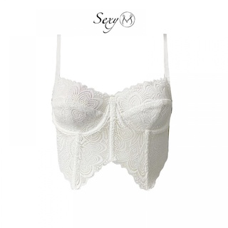 Áo croptop ren Corset lục giác màu trắng A123W Sexy M
