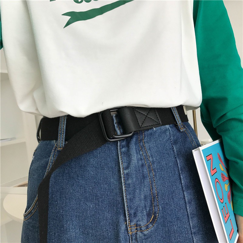 Thắt lưng vải canvas BROO tag Korea dây nịt dù ulzzang phong cách G-D Hàn Quốc cho nam nữ