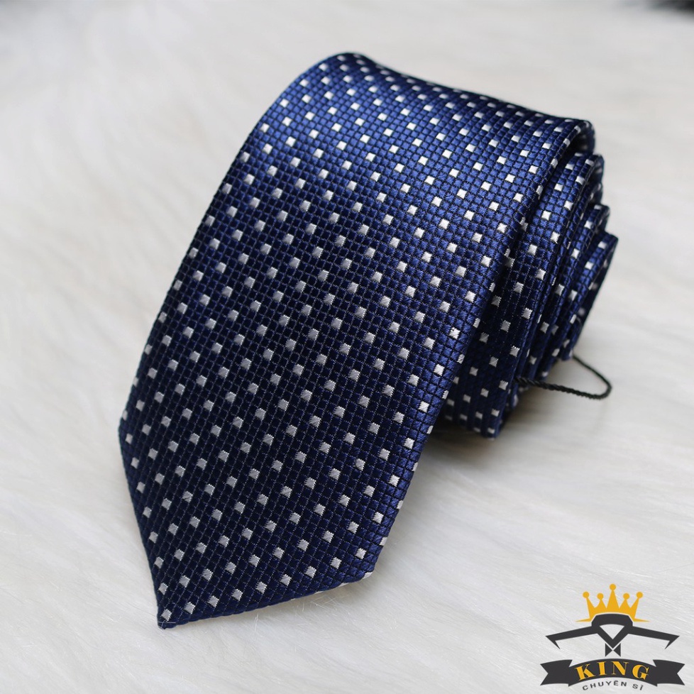 Cà vạt nam KING caravat chú rể chấm bi học sinh công sở vải silk lụa 100% 3 lớp C52