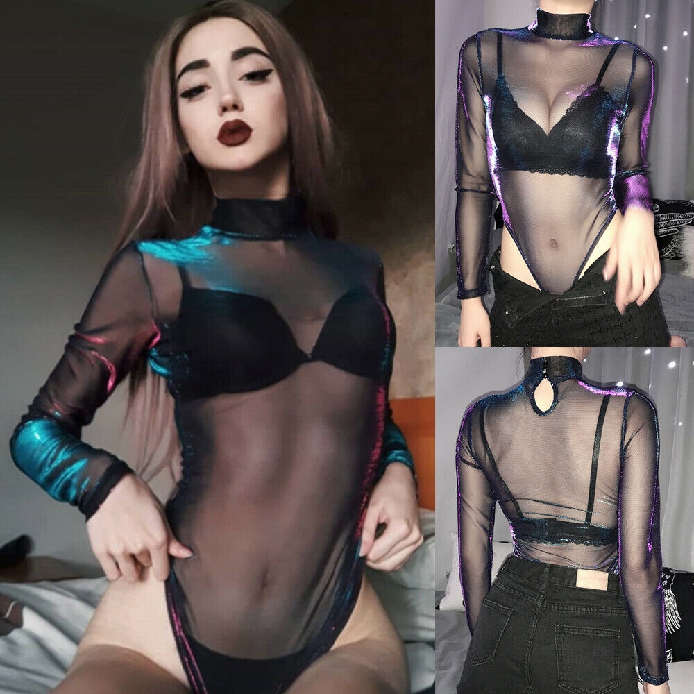 Bodysuit ôm body phối lưới xuyên thấu phong cách quyến rũ dành cho nữ