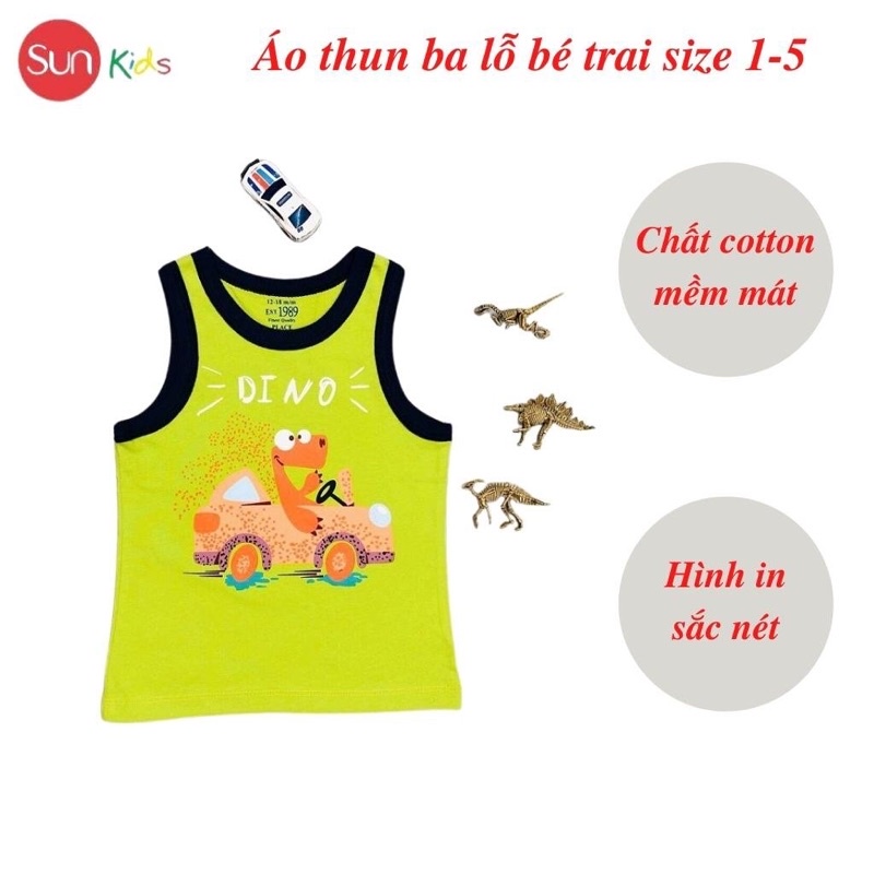 Áo thun ba lỗ bé trai, size nhí 1-5, hàng made in vn, chất cotton xuất dư đẹp - SUNKIDS1