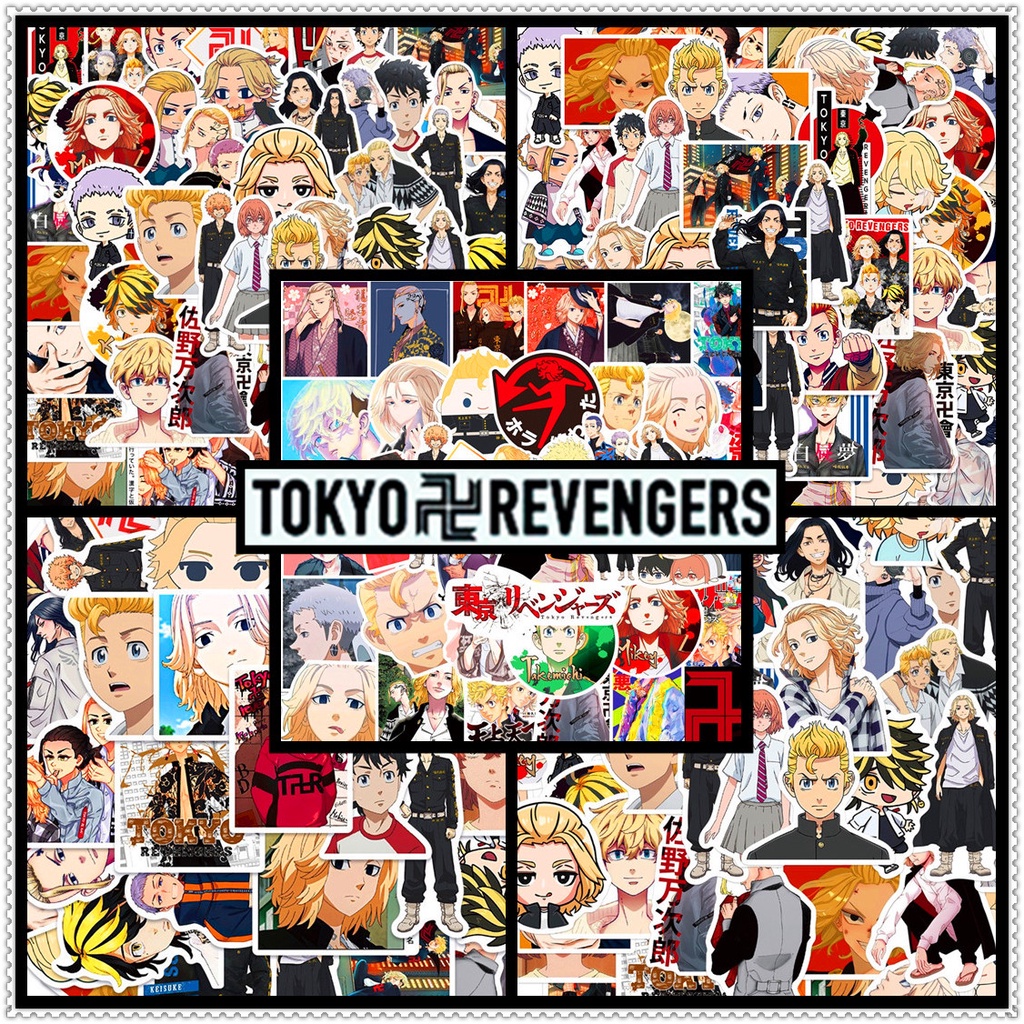 Set 100 nhãn dán họa tiết Anime Tokyo Revengers trang trí thủ công vali hành lý ván trượt máy tính xách tay thời trang