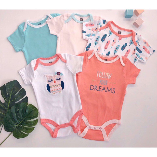 Sét 5 body Chip  Belili cotton mềm mịn, thấm hút cho bé 0-12 tháng