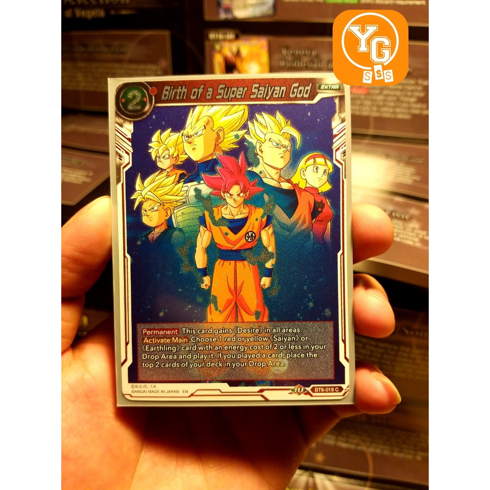 Thẻ bài Bandai chính hãng Birth of a Super Saiyan God - BT8-019 - Foil Common