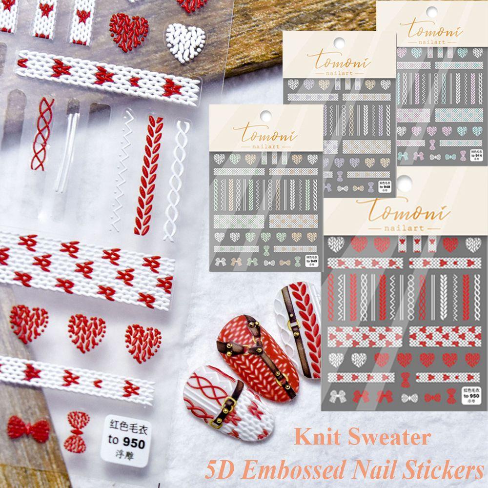 OCEANMAP Miếng Dán Trang Trí Móng Tay Họa Tiết Đan Len 5D DIY