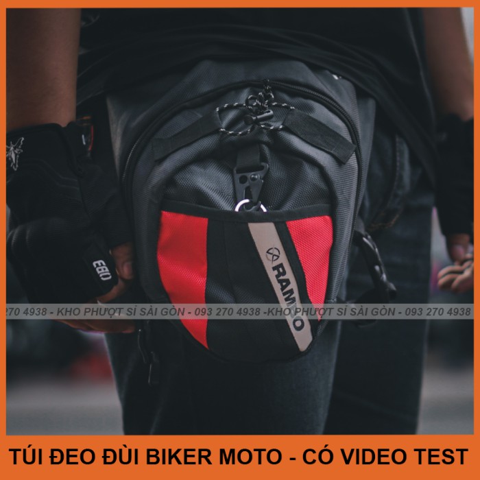 Túi đeo hông đùi Biker Rambo tiện dụng cho shiper, giao hàng - Túi đeo đùi giống Dainese logo Rambo