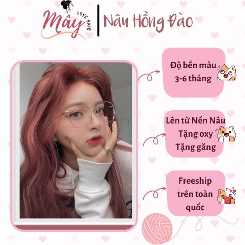 Thuốc Nhuộm Tóc, Thuốc Nhuộm Tóc Màu Nâu Hồng Đào, Tặng Kèm Oxy Trợ Dưỡng Và Bao Tay