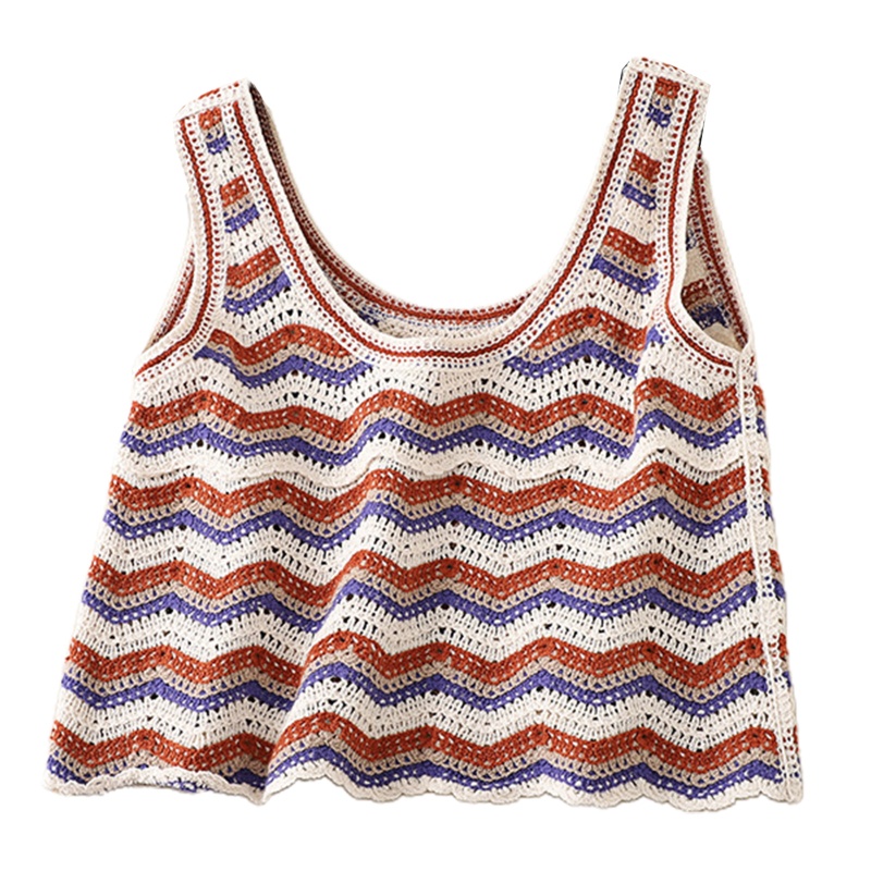 Áo Croptop Sát Nách Họa Tiết Kẻ Sọc Phong Cách Retro Thời Trang Mùa Hè Cho Nữ