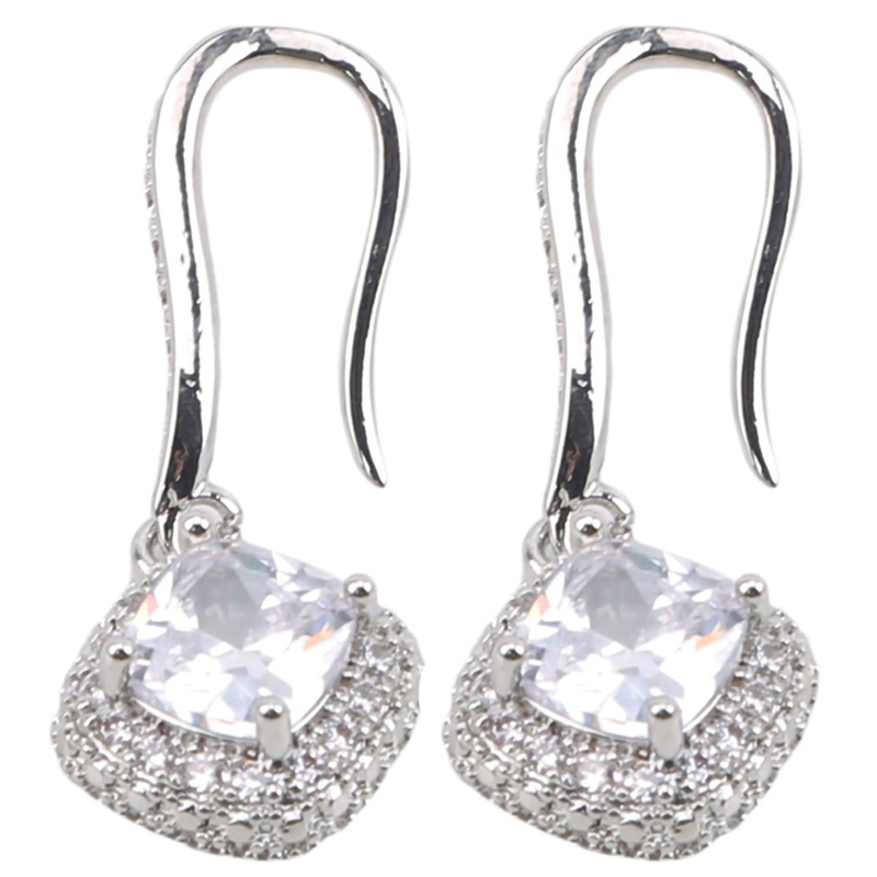 Khuyên Tai Hình Vuông Đính Đá Zircon Sang Trọng Cho Nữ