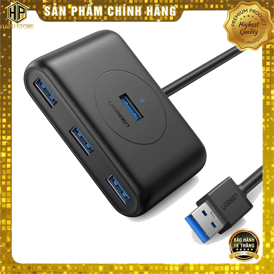 Bộ chia 4 cổng USB Ugreen 20290 chuẩn USB 3.0 dài 0,5m cao cấp - HapuStore