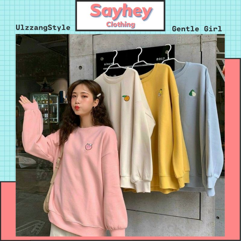 Áo sweater nỉ Ulzzang tay dài form rộng 4 màu Sayhey Clothing