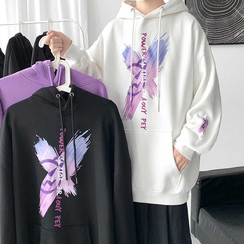 Áo Hoodie Tay Dài Dáng Rộng In Họa Tiết Phong Cách Harajuku Thời Trang Xuân Thu Cho Nam