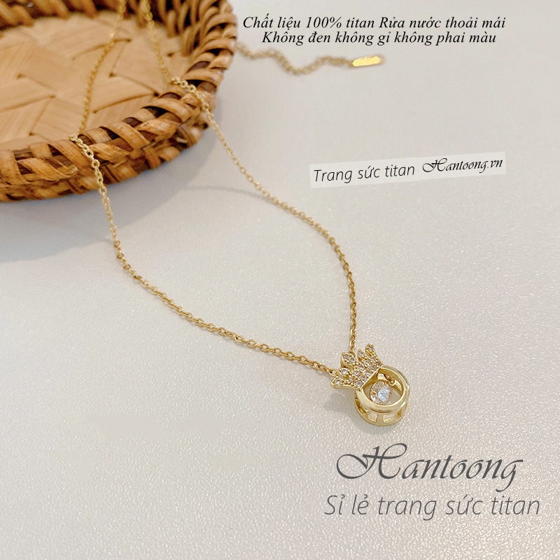 Dây chuyền nữ chất liệu titan không gỉ mặt hình vương miện xinh xắn phong cách ins hàn quốc trẻ trung mẫu mới 2022