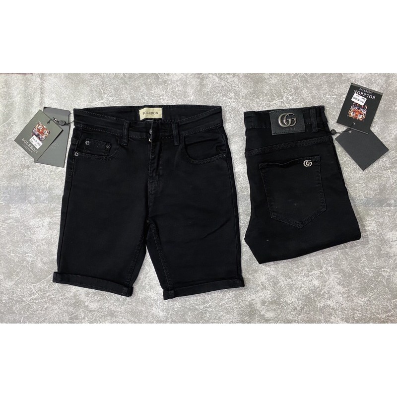 Quần short jean nam đen trơn, quần ngố nam phong cách Hàn quốc, chất jean co giãn mặc thoải mái từ 39-85kg
