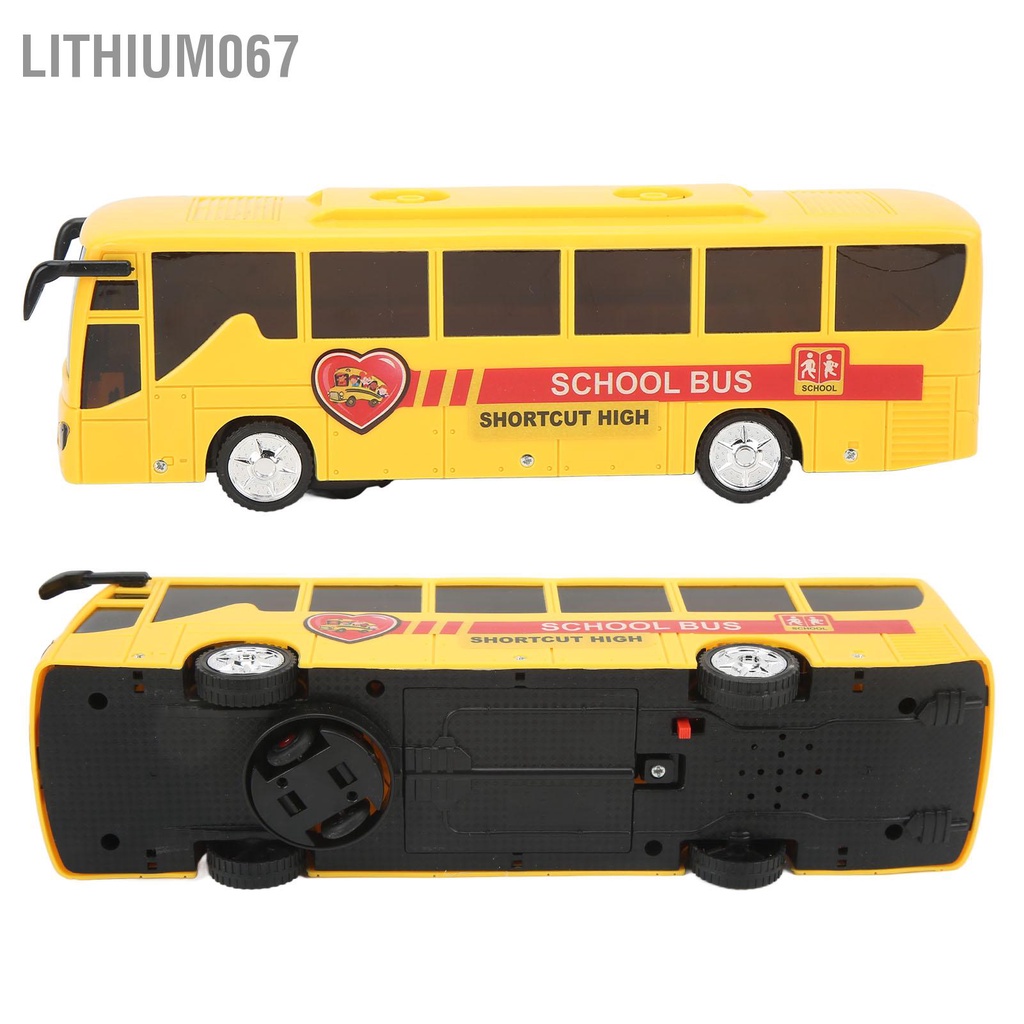 Lithium067 Đồ chơi mô hình xe bus có nhạc và đèn chạy cót bằng kim loại bền bỉ,   Mô hình xe buýt đi học phỏng cao Xe màu vàng nhỏ gọn để làm quà tặng ngày lễ Đồ chơi