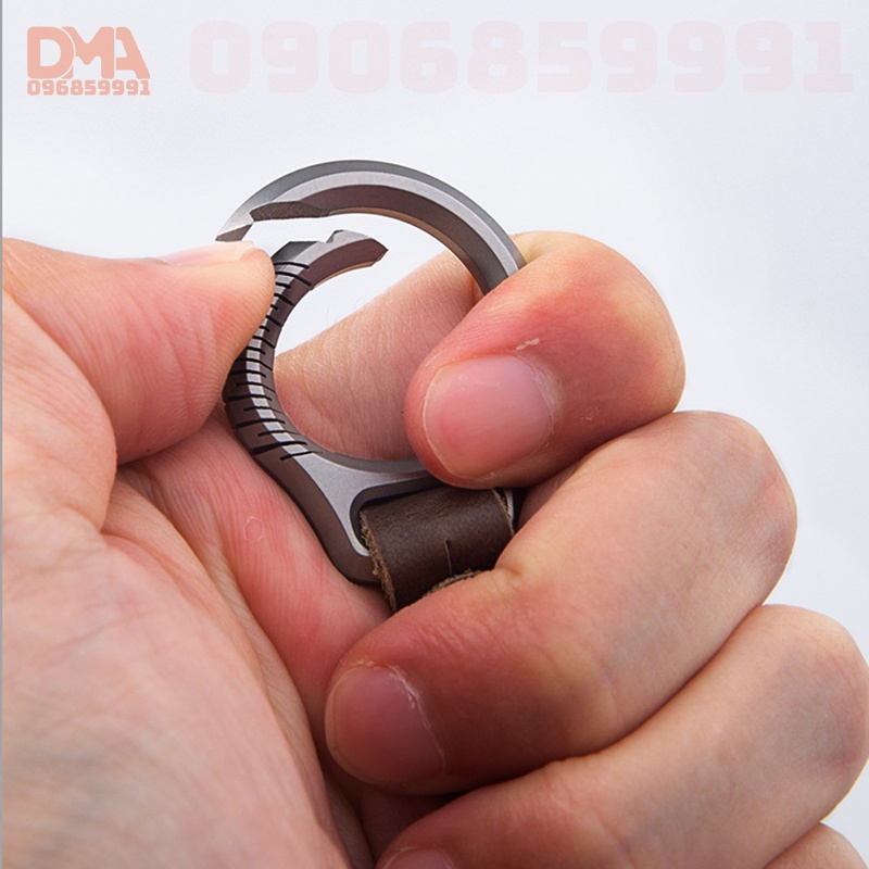 Móc khóa carabiner,móc cài phụ kiện EDC titan da bò