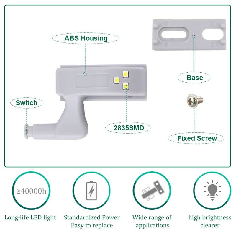 Đèn bản lề cho tủ quần áo tủ bếp kèm pin siêu sáng