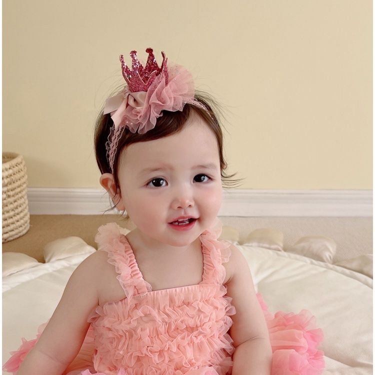 Băng đô cho bé sơ sinh - Turban xinh đính vương miện dành cho bé gái Hadyykids B12