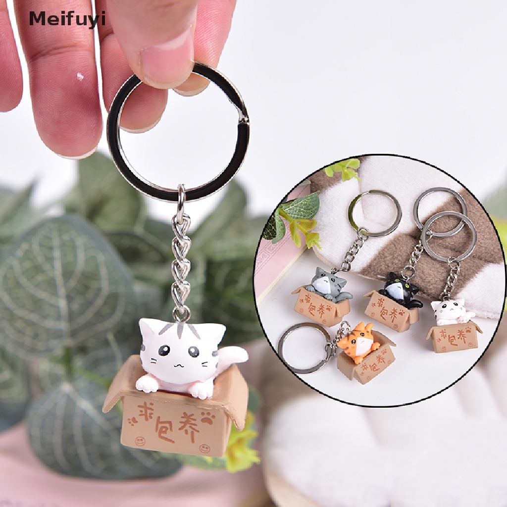 [Meifuyi] Lovely Cartoon Cat Key Rings Chains Pendant Ornament For Bag Car Keychain Gift COD