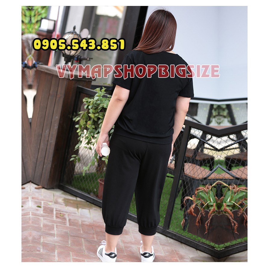 quần alibaba lửng (màu đen)oversize 50-95kg