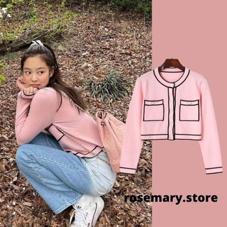 Có sẵn_Áo cardiagn tay dài hồng Jennie Blackpink