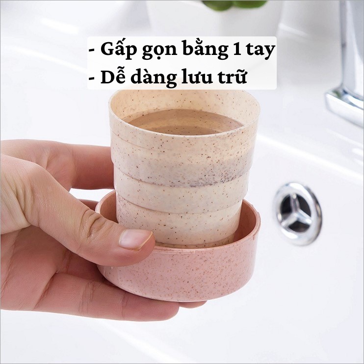 Cốc uống nước 🥛SALE🥛 Cốc lúa mạch gấp gọn thông minh đa năng bỏ túi nhỏ gọn tiện dụng an toàn cho sức khỏe