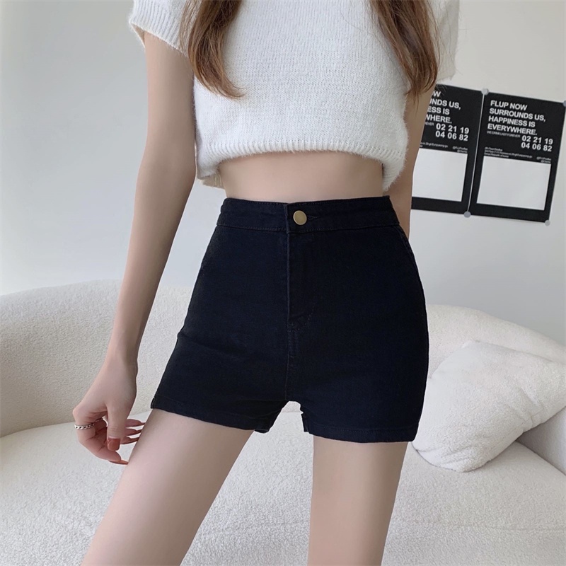 Quần Short denim Lưng Cao Dáng Chữ A Phong Cách Hàn Quốc Dễ Phối Đồ Cho Nữ