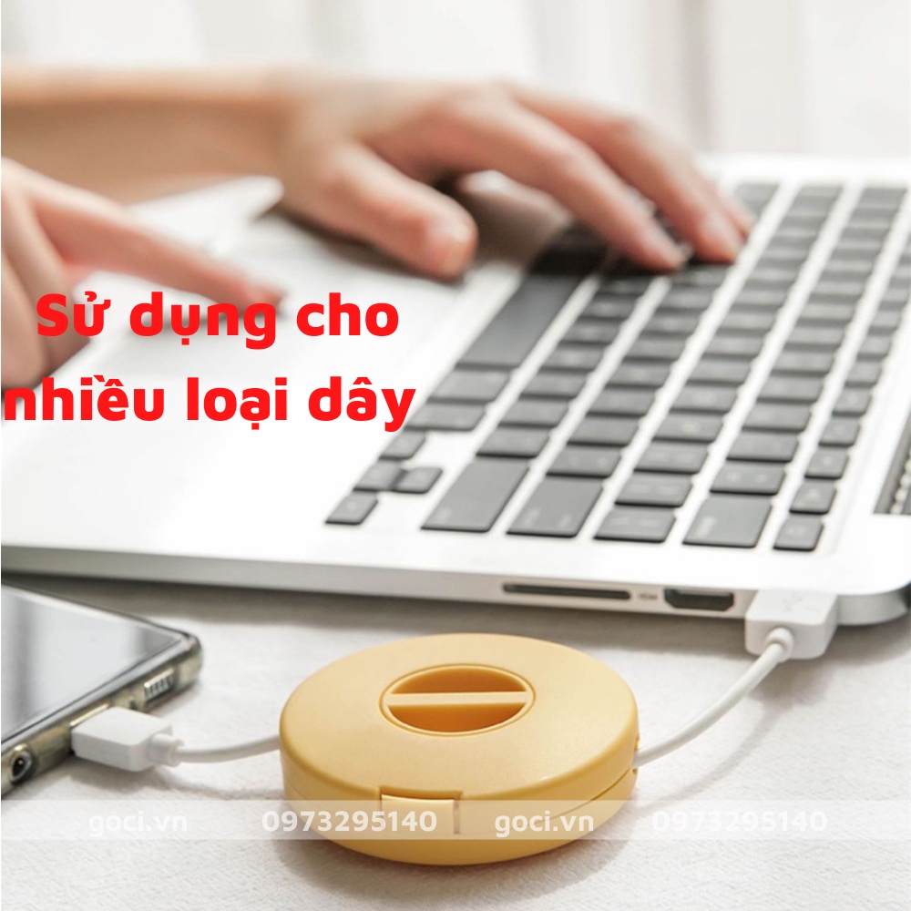 Hộp đựng cuốn tai nghe có dây cáp sạc đa năng thu gọn dây sạc kê điện thoại tiện ích