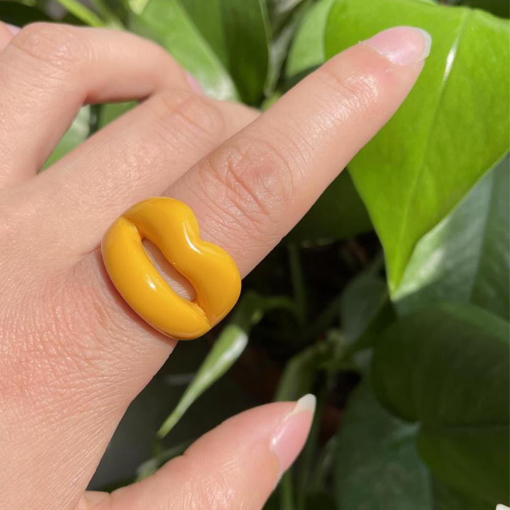 Nhẫn Hình Vuông Bằng Acrylic Phong Cách Punk Cổ Điển Thời Trang