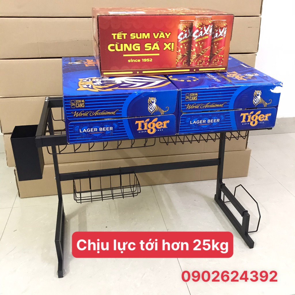 [SIÊU CHẮC - CHỊU LỰC TỚI 25kg] Kệ chén inox đa năng 65cm sơn tĩnh điện NANO đen chống trầy xước, chống bám bẩn