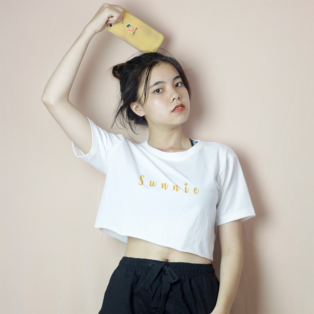 Áo Croptop sunnie ☀️ màu trắng ảnh thật cực xinh
