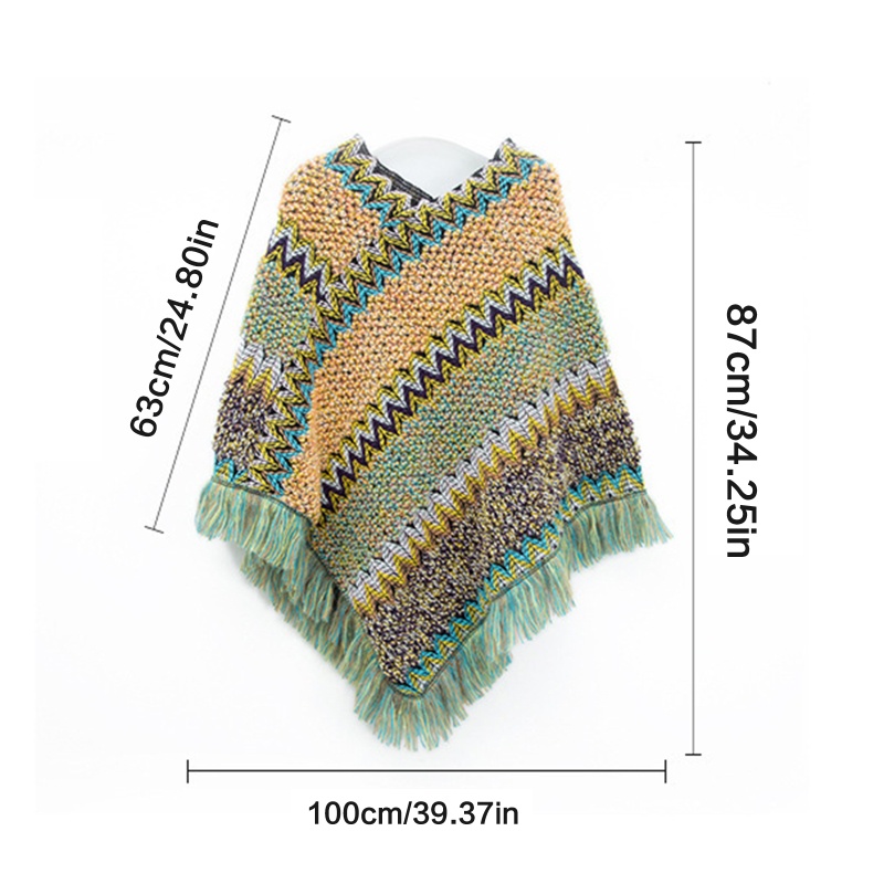 Khăn Choàng Dệt Kim Hình Tam Giác Phong Cách Bohemian Dành Cho Nữ