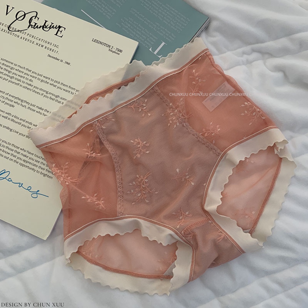 Quần lót ren nữ cạp cao phối viền su mát lạnh, hỗ trợ gen bụng định hình vòng eo thon gọn ChunXuu- GB15