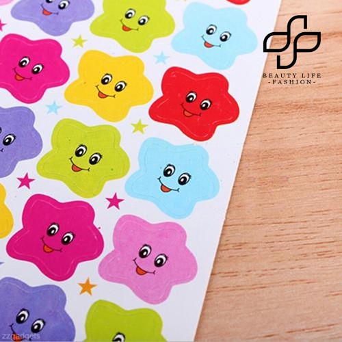 Set 10 tờ miếng dán trang trí hình ngôi sao mặt cười dành cho trang trí lớp học