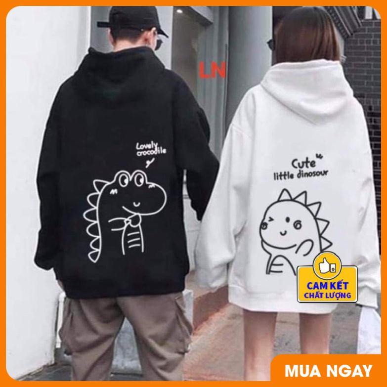 Áo đôi hoodie khủng long Lovely Cute TH6 [ Cam kết 100% hoàn tiền nếu không đúng mẫu ]