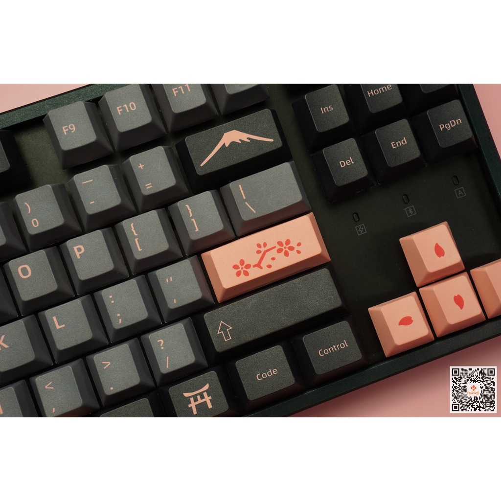 Keycap Night Sakura PBT profile Cherry in dyesub 131 nút cho bàn phím cơ layout 108/104/98/87/84/75/68/64/61
