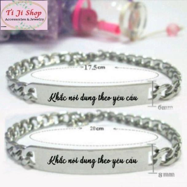 Vòng tay lắc tay cặp đôi inox khắc tên theo yêu cầu