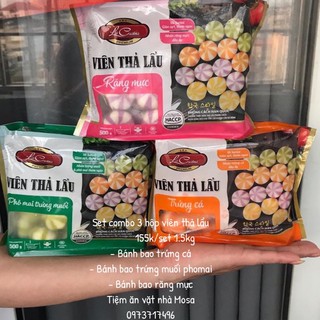 Combo set viên thả lẩu trứng cá, răng mực, trứng cá phomai 1,5kg