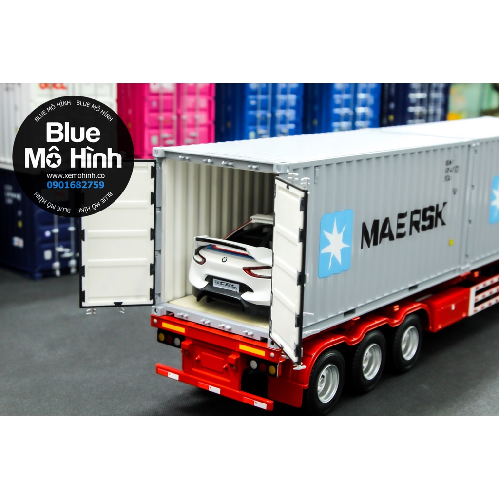 Blue mô hình | Mô hình thùng container xe đầu kéo 1:24