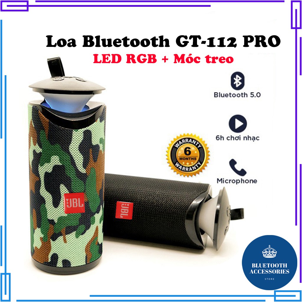 Loa Bluetooth, Loa Bluetooth Mini JBL GT-112 Pro Đèn LED Nhiều Màu, Âm Thanh Siêu To Đỉnh Cao, Pin Cực Trâu