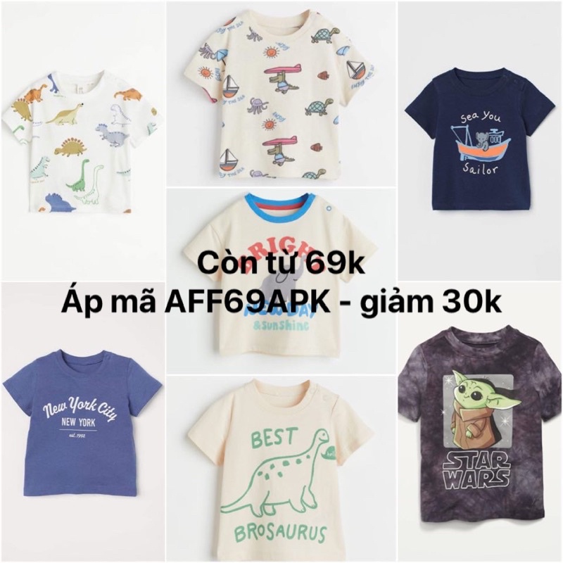 Áo phông cottton cộc tay bé trai