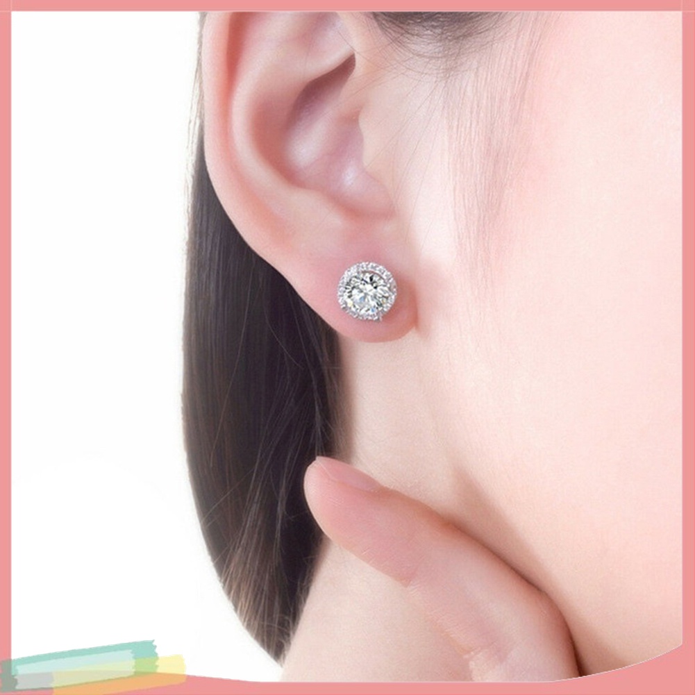 Bông Tai Hình Tròn Bằng Hợp Kim Đính Đá Sang Trọng Thời Trang Cho Nữ