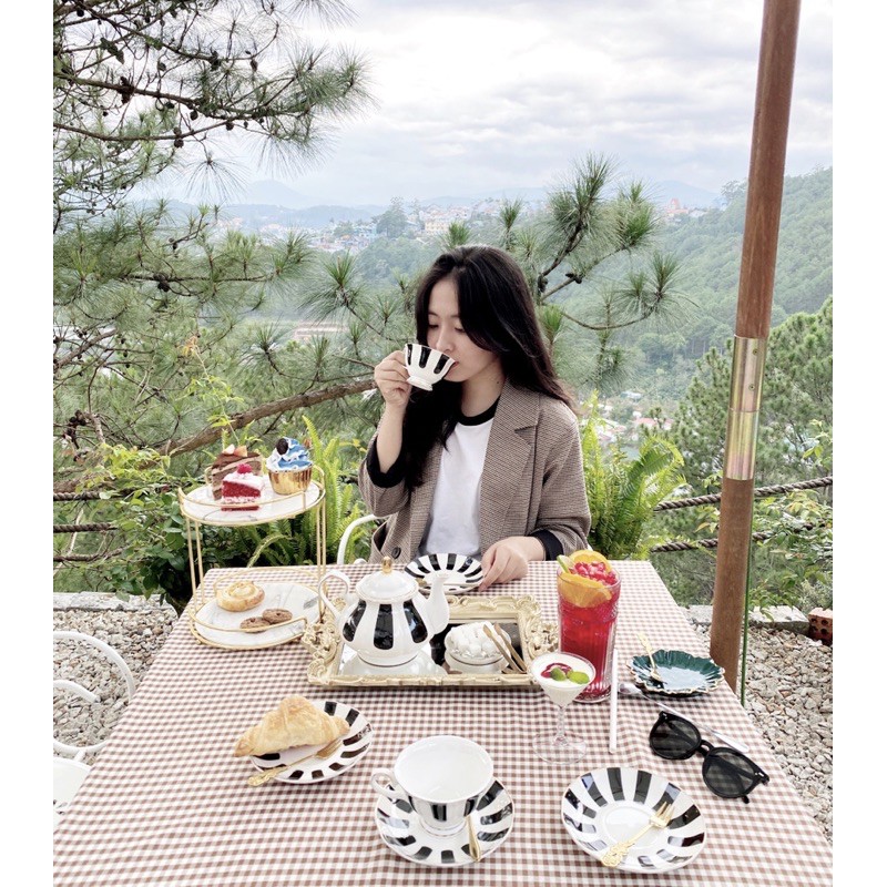 Áo blazer ziczac đen nâu 2 lớp Ma Vie