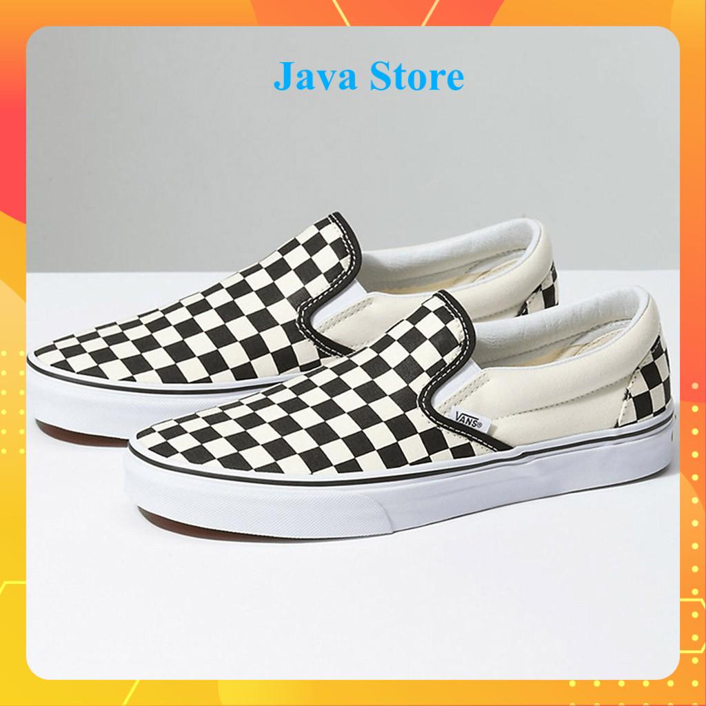 Giày Thể Thao Vans Caro Lười Slip On Nam Nữ Lót Da Cao Cấp [ Full Box + Bill ]