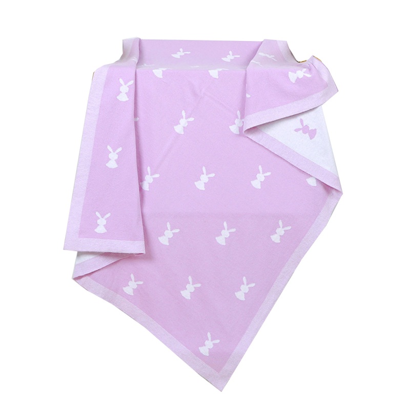 Chăn Quấn Em Bé Bằng Cotton Dệt Kim Hình Thỏ Dễ Thương