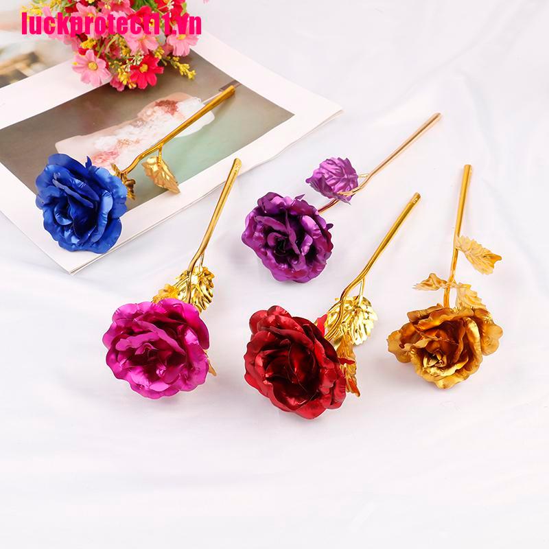 JIAJU 24k gold plated golden rose flowers anniversary valentine's day lovers' gift