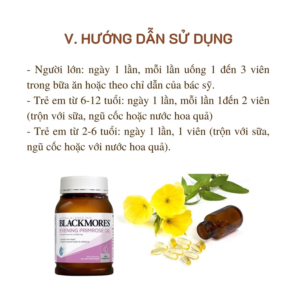 (Hàng chính hãng) Tinh dầu hoa Anh Thảo Blackmores Evening Primrose Oil Úc